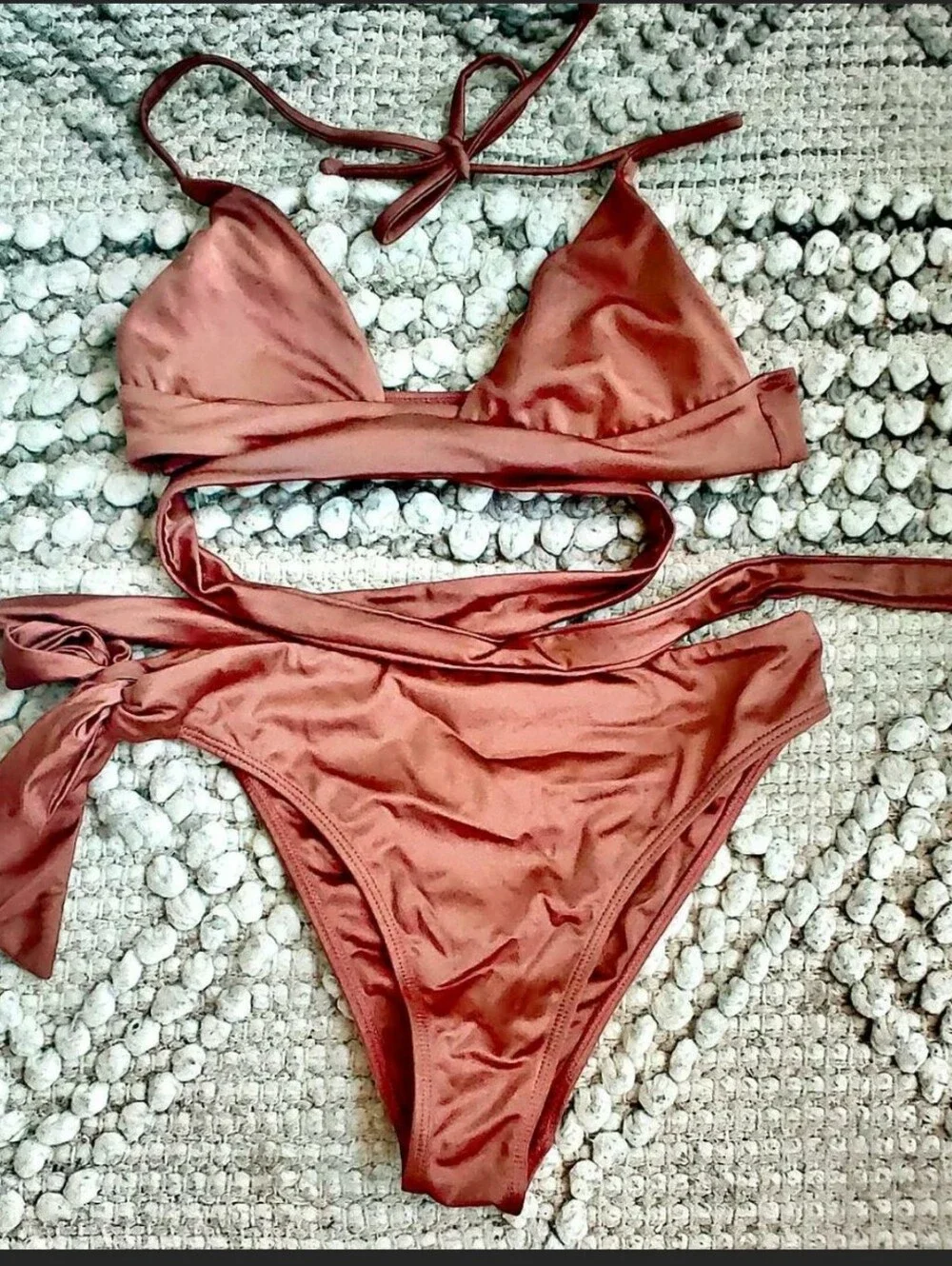 Storm Reid x PacSun Chloe Wrap Bikini Set in brown/terracotta Size Xs